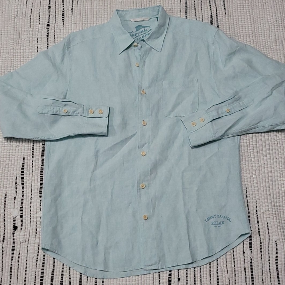 Tommy Bahama Blue Linen Long Sleeve